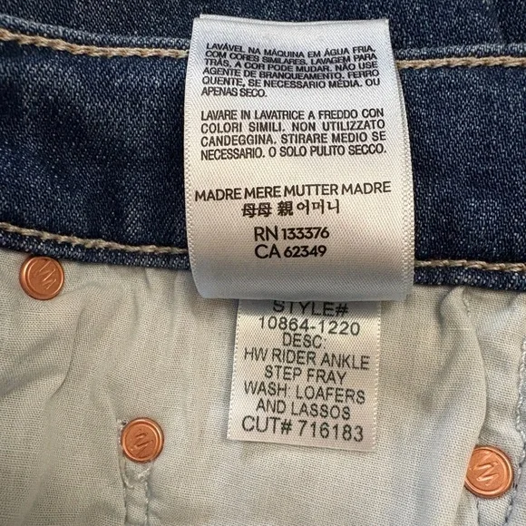 MOTHER High Waisted Rider Ankle Step Fray Loafers And Lassos Jeans Size 27 NWOT - Picture 13 of 14